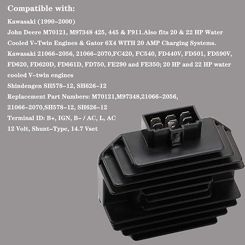 Miniatura 7 de Nuevo Regulador de Voltaje Rectificador para John Deere 130 160 165 M70121 M97348 Shindengen SH578-12 SH626-12 Kawasaki 1990-2000 21066-2056