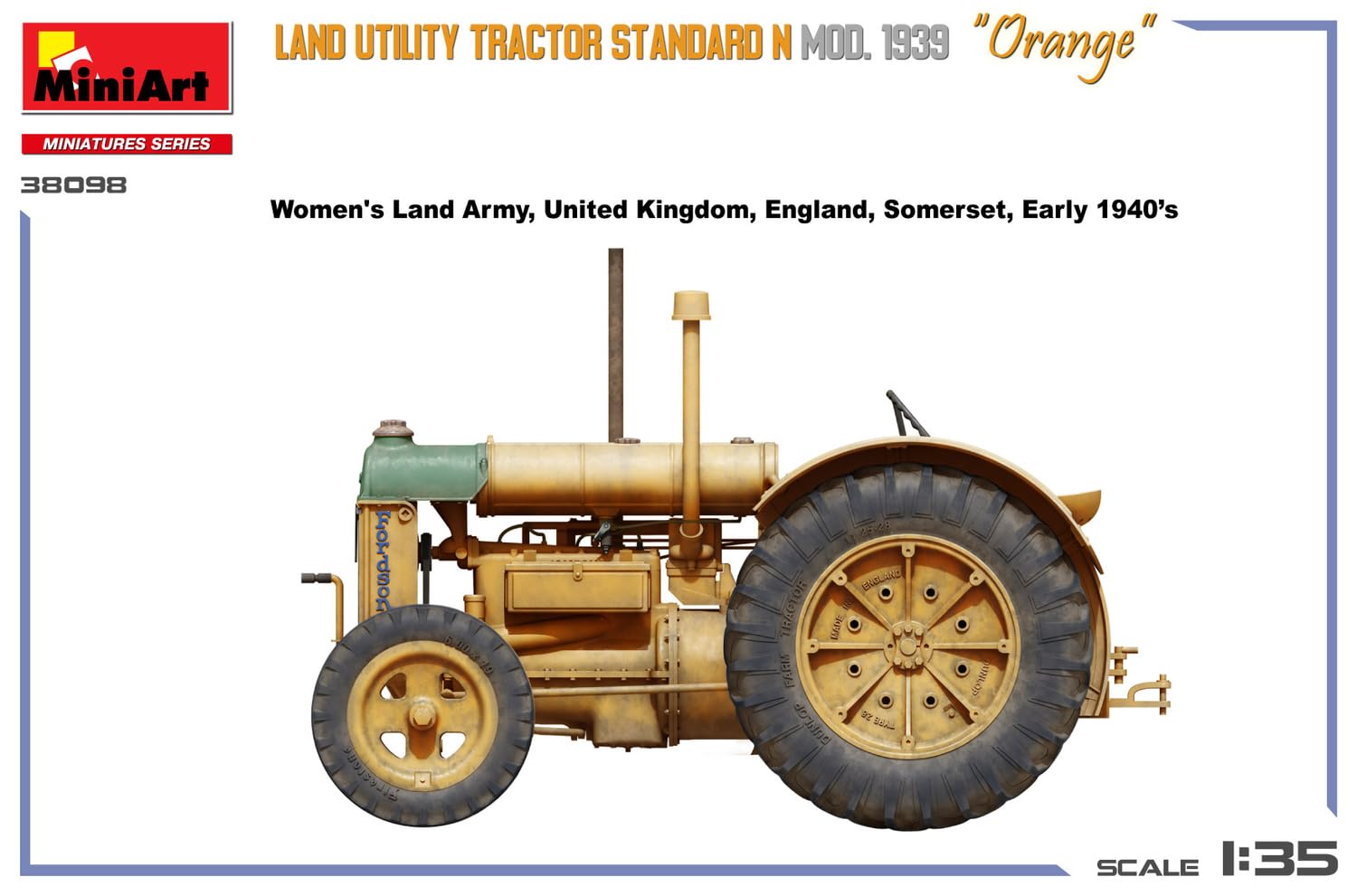 Mini-Art MA38098 Land Utility Traktor Standard N Orange 1939 Modell, Kunststoffmodell