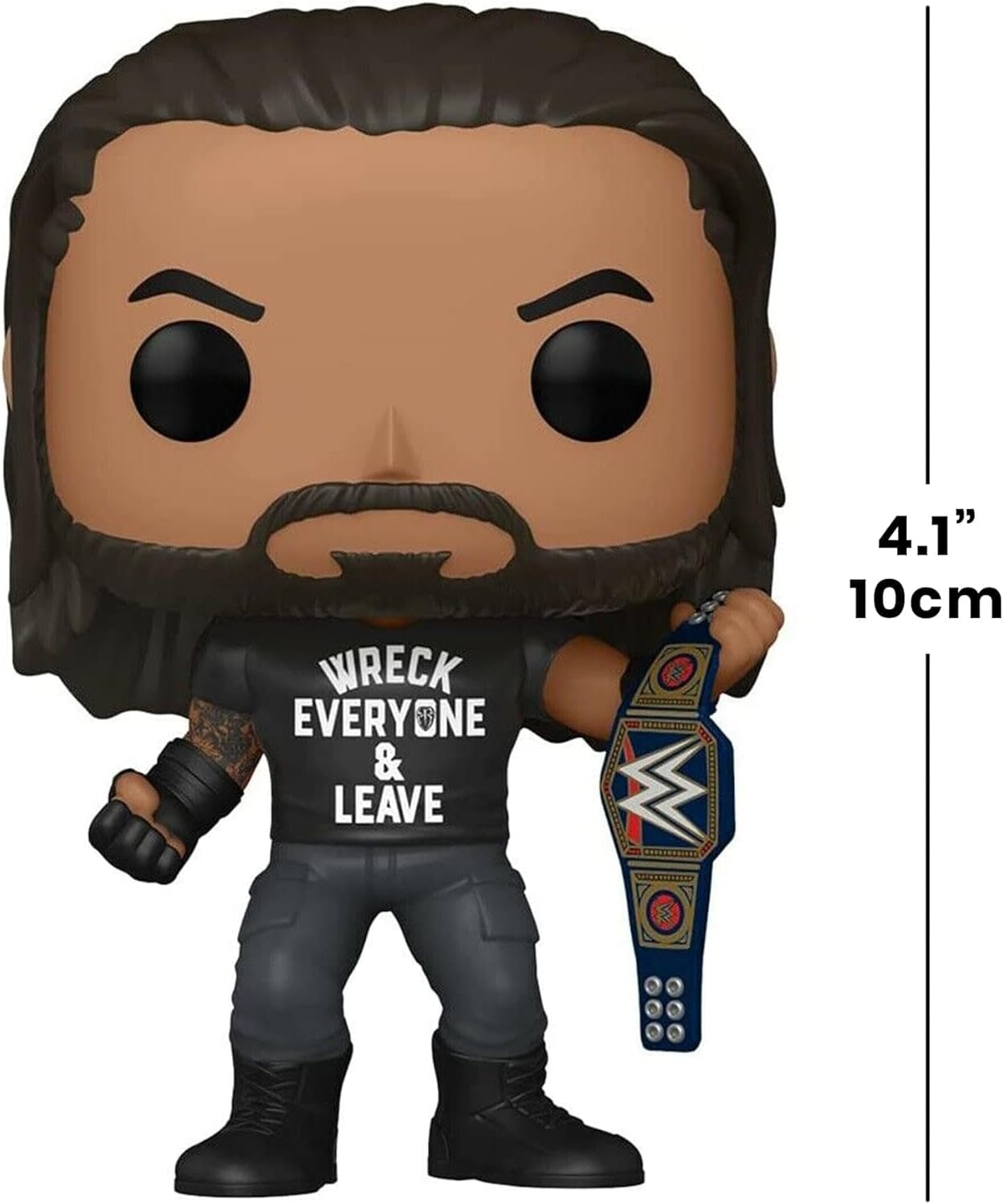 Funko POP WWE: Roman Reigns with Title, Wreck Everyone and Leave, Amazon Exclusive Vinyl Figure, Multicolor, (57309)