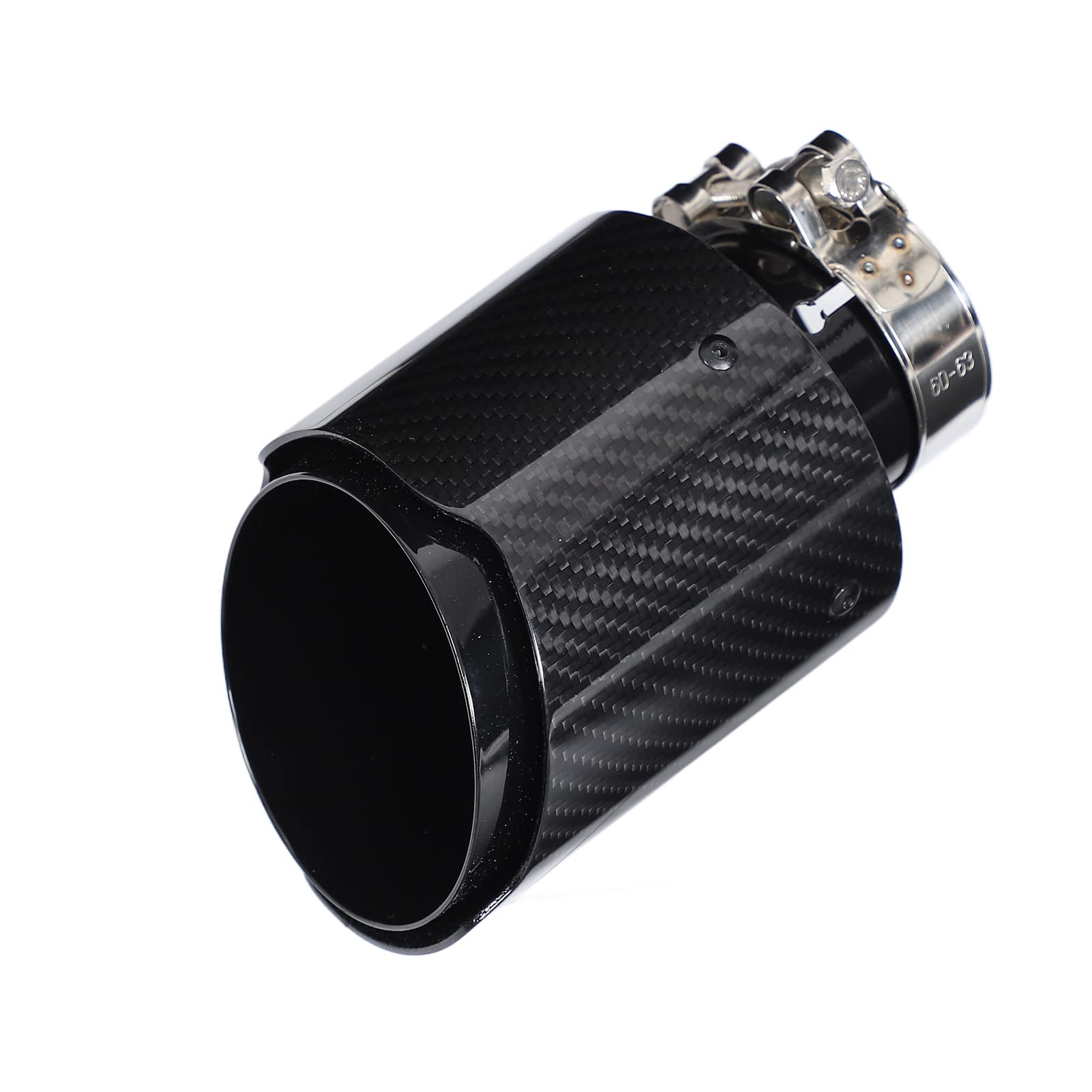 Punta de escape universal de acero inoxidable, 63-101mm Punta de escape universal de acero inoxidable, fibra de carbono brillante Coche Tubo de escape recto Punta trasera Cola Garganta