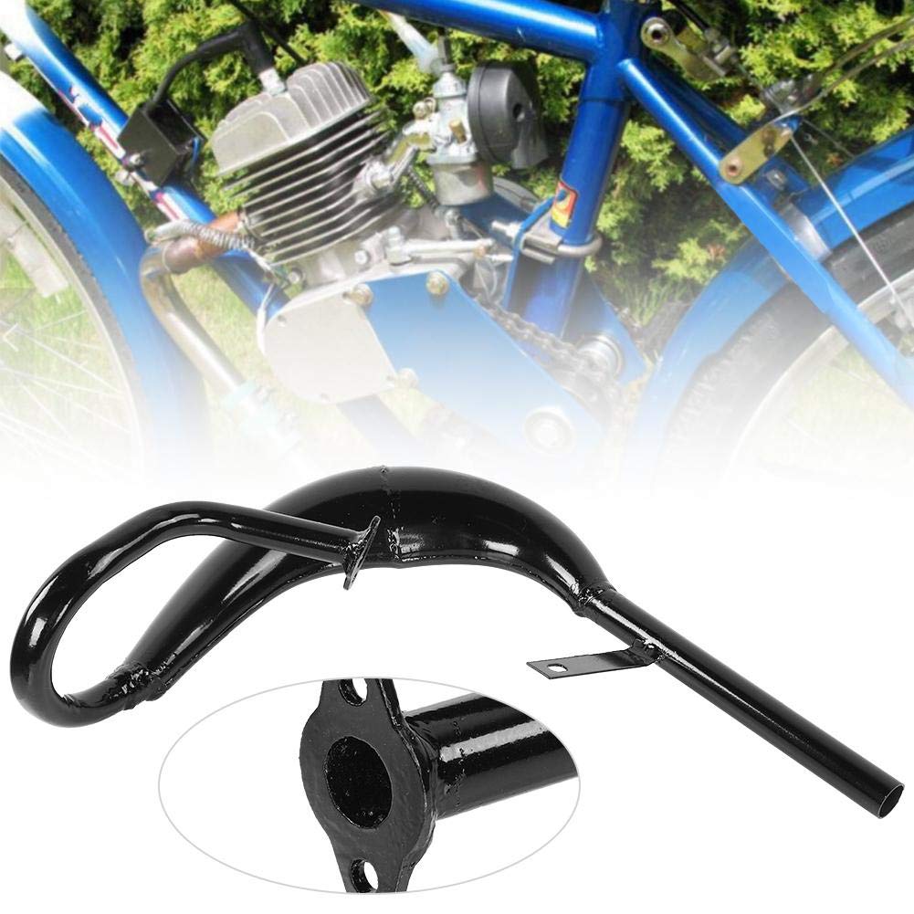 Alomejor Silenciador de Tubo de Escape de Bicicleta, silenciador de Escape de Tubo de Motor de Gas de Bicicleta para Motor de Dos Tiempos 50CC 60CC 80CC(Negro)