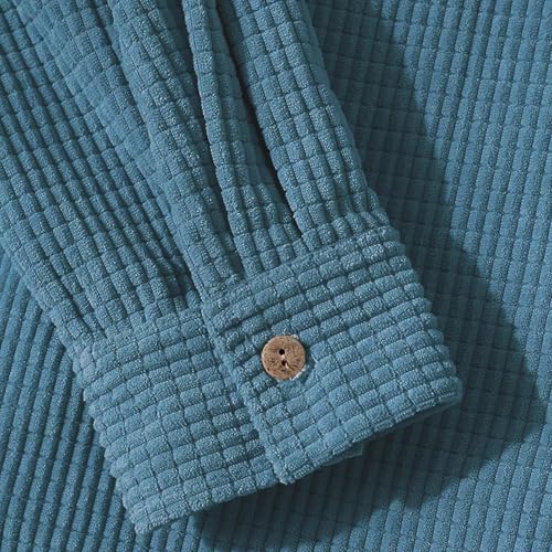 Corduroy Shirt Men Jacket Casual Waffle Long Sleeve Jackets Button Down Sweatshirts Hoodies Running Hooded Tee Coats4