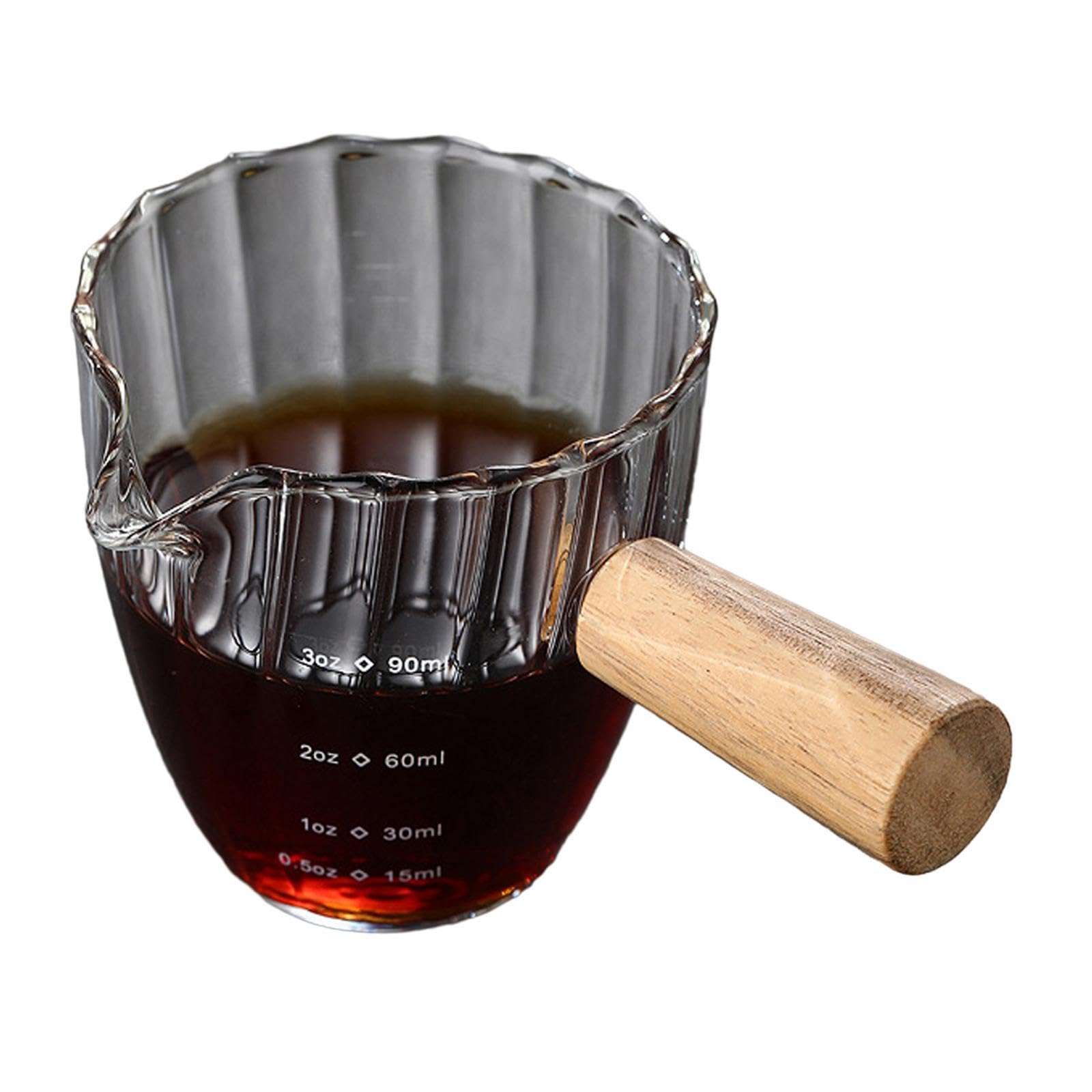 3 Misurini in Vetro Da 90 Ml, Brocca per Schiuma, Misurino per Caffè Espresso Trasparente