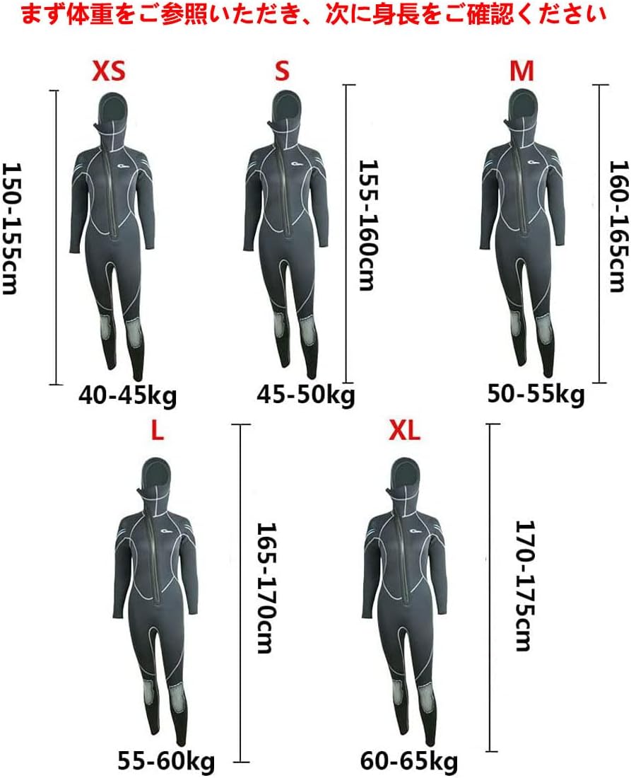 Ultra Stretch 5Mm Neoprene Wetsuit, Winter Warm Front Zip Full Body Diving Suit for Men Women-Snorkeling Scuba Diving Swimming Surfing