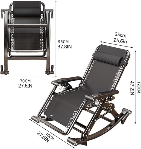 Miniatura 2 de Silla mecedora para relajación, mecedora reclinable portátil para uso en interiores y exteriores, cómoda mecedora plegable para patio, balcón u