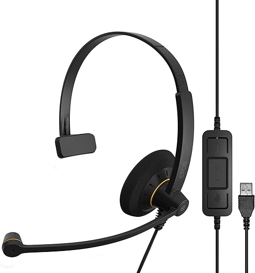 EPOS Sennheiser SC 30 USB ML (504546) - Single-Sided Business Headset | For Skype for Business | with HD Sound, Noise-Cancelling Microphone, & USB Connector (Black)