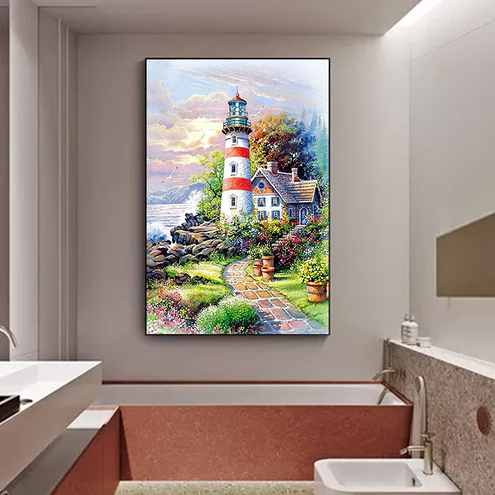 Peinture Diamant 5D Phare 80x220cm, toile de loisir créatif pour décoration murale chic