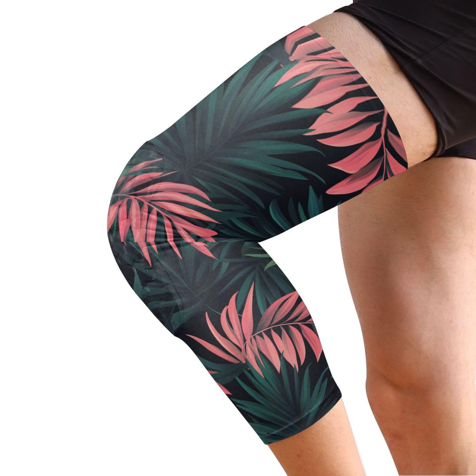 JUNZAN Tropical Palms in Black Basketball Knee Pads for Youth Kids Wrestling Knee Pads with Sleeves Sport Kneepads for Volleyball Football