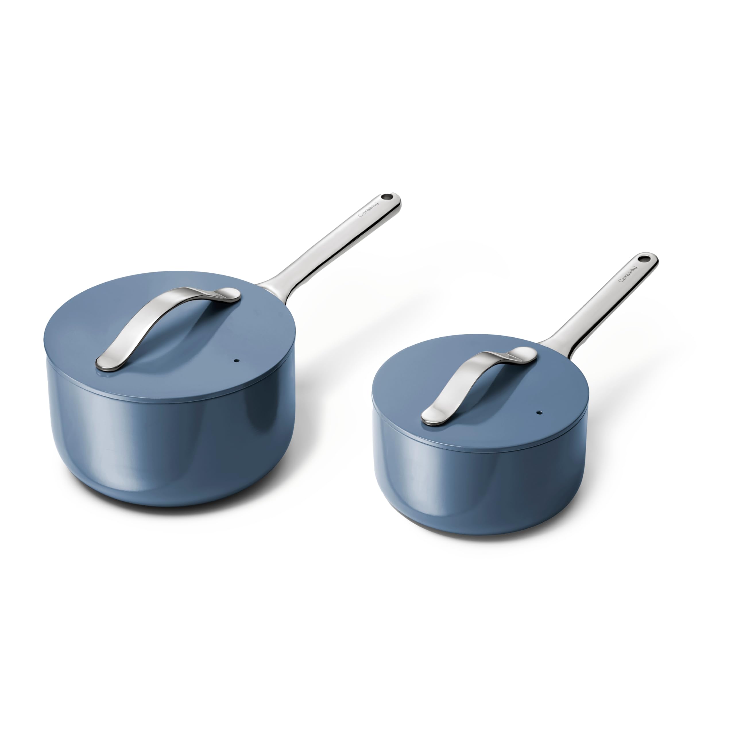 Caraway Non-Stick Ceramic Sauce Pans with Lids (3 qt and 1.75 qt)