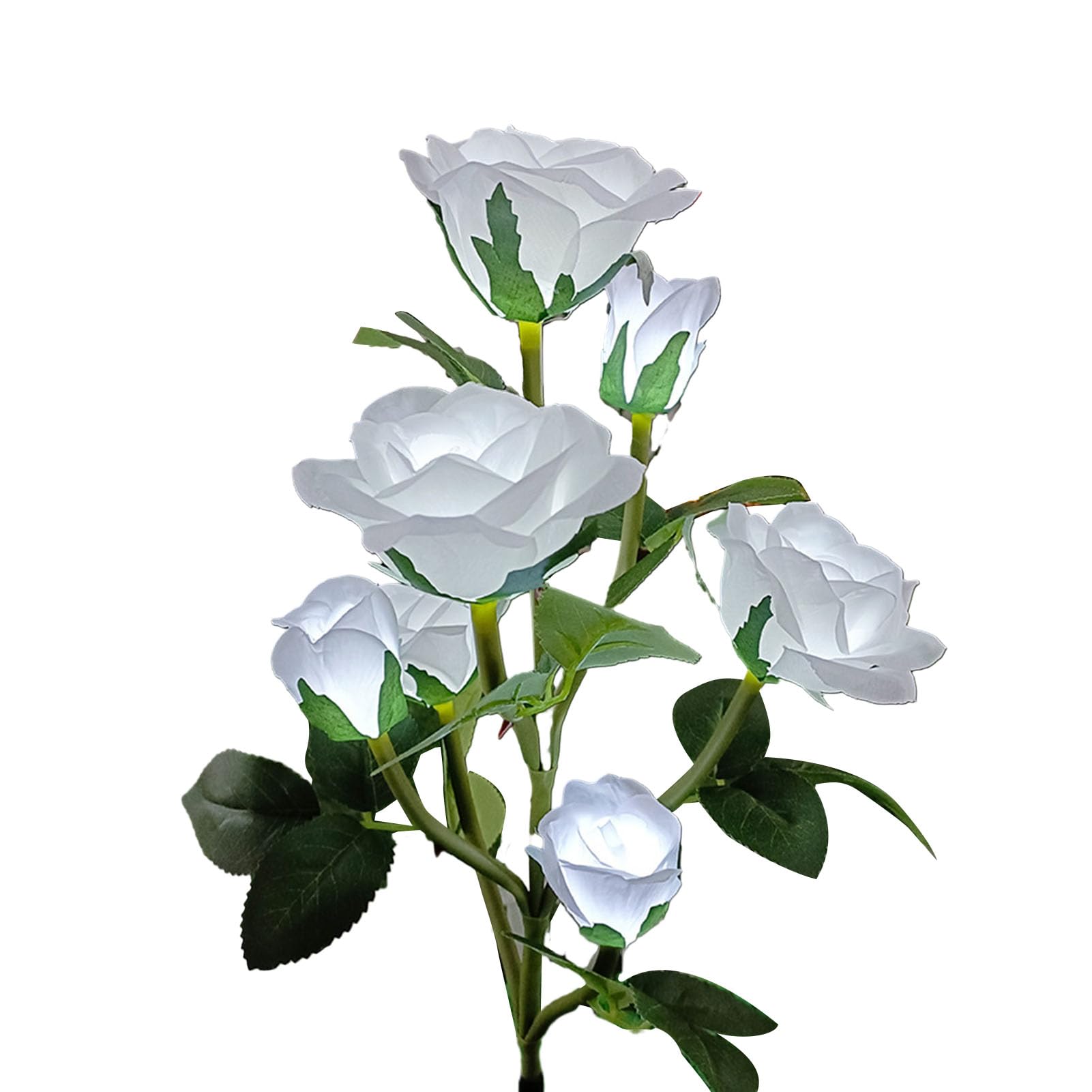 Rose Flower Solar Garden Light, Auto Charging Waterproof Solar Lamp, Outdoor LED Lamp for Yard, Patio, Landscape, Planter, Walkway (White 7)