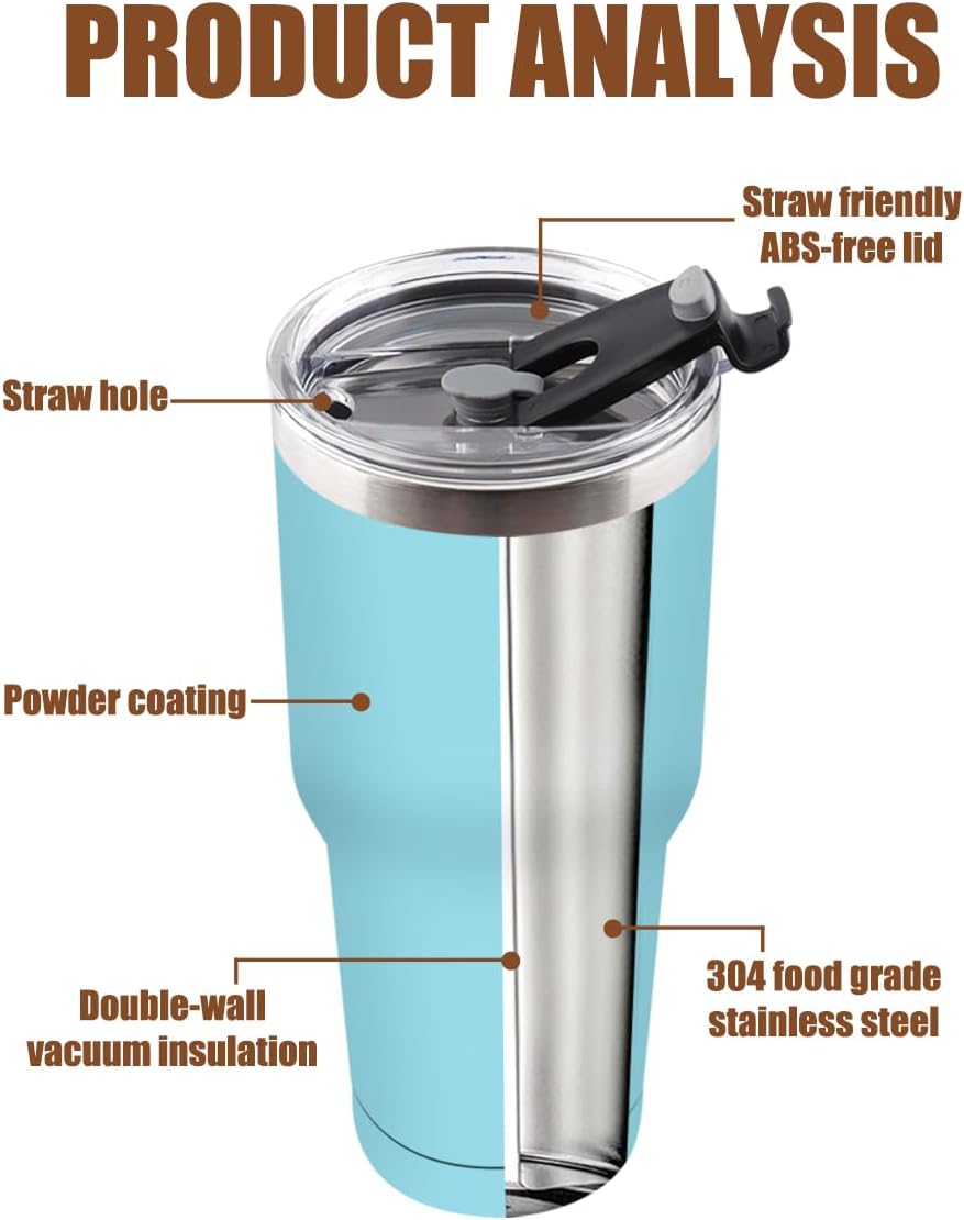 Amtidy 12 Pack 30oz Travel Mug, Powder Coated Stainless Steel Vacuum Double Wall Bulk Tumbler, Durable Insulated Coffe Cup with Splash Proof Lids straw and cleaning brush,for Home, Office, Party - Image 2
