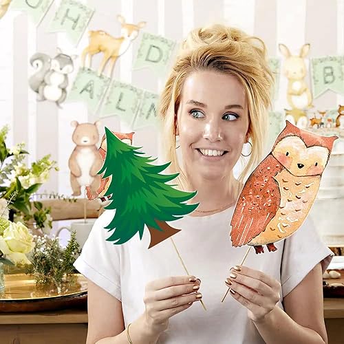 Miniatura 5 de 24 piezas de decoración de baby shower, decoración de baby shower, decoración floral de bosque de animales, centros de mesa para amigos del bosque,