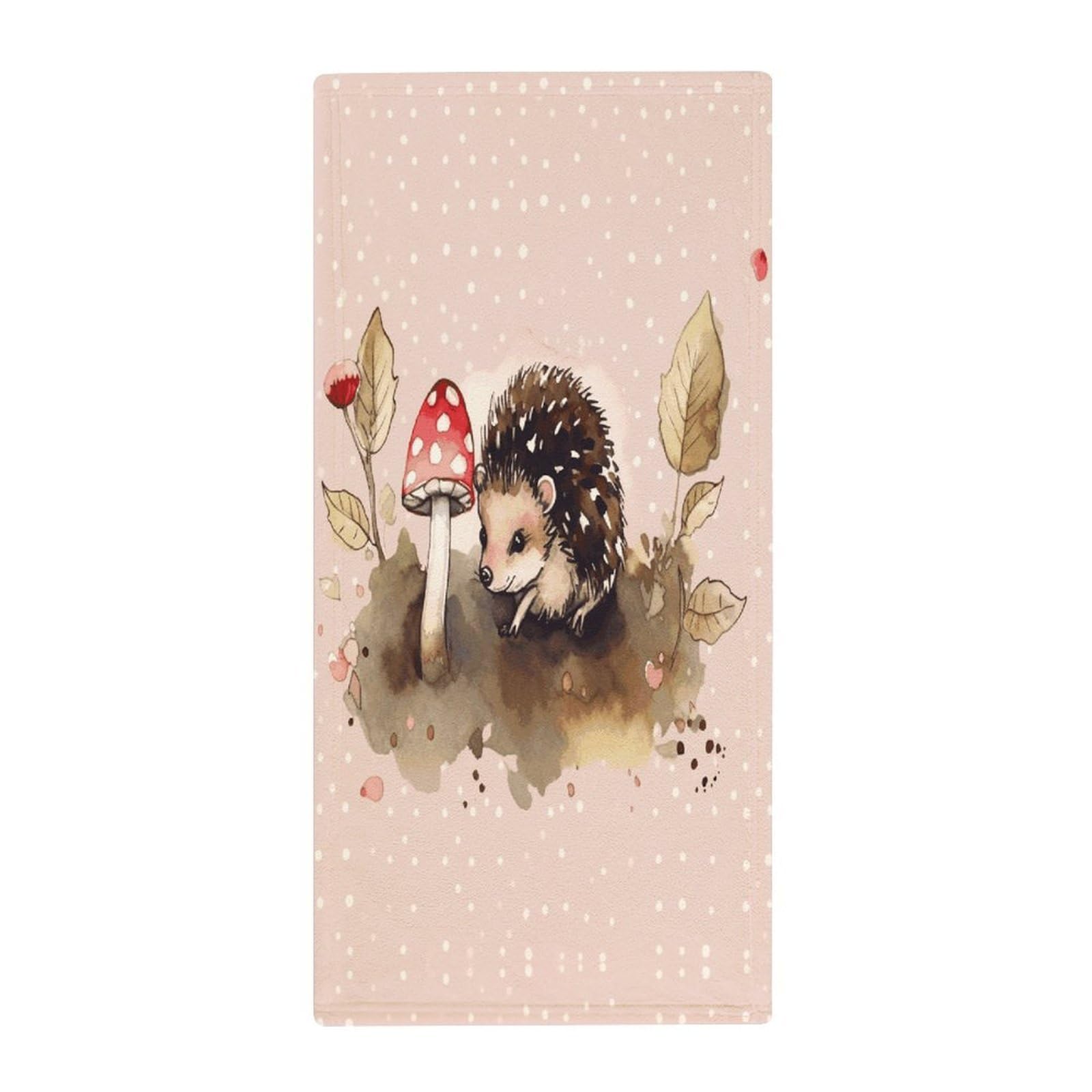 JTREHY Hedgehog Watercolor Painting Towel Soft Lightweight Microfiber Towel Highly Absorbent Quick Drying Towels Male and Female Premium Quality Perfect for Daily Use
