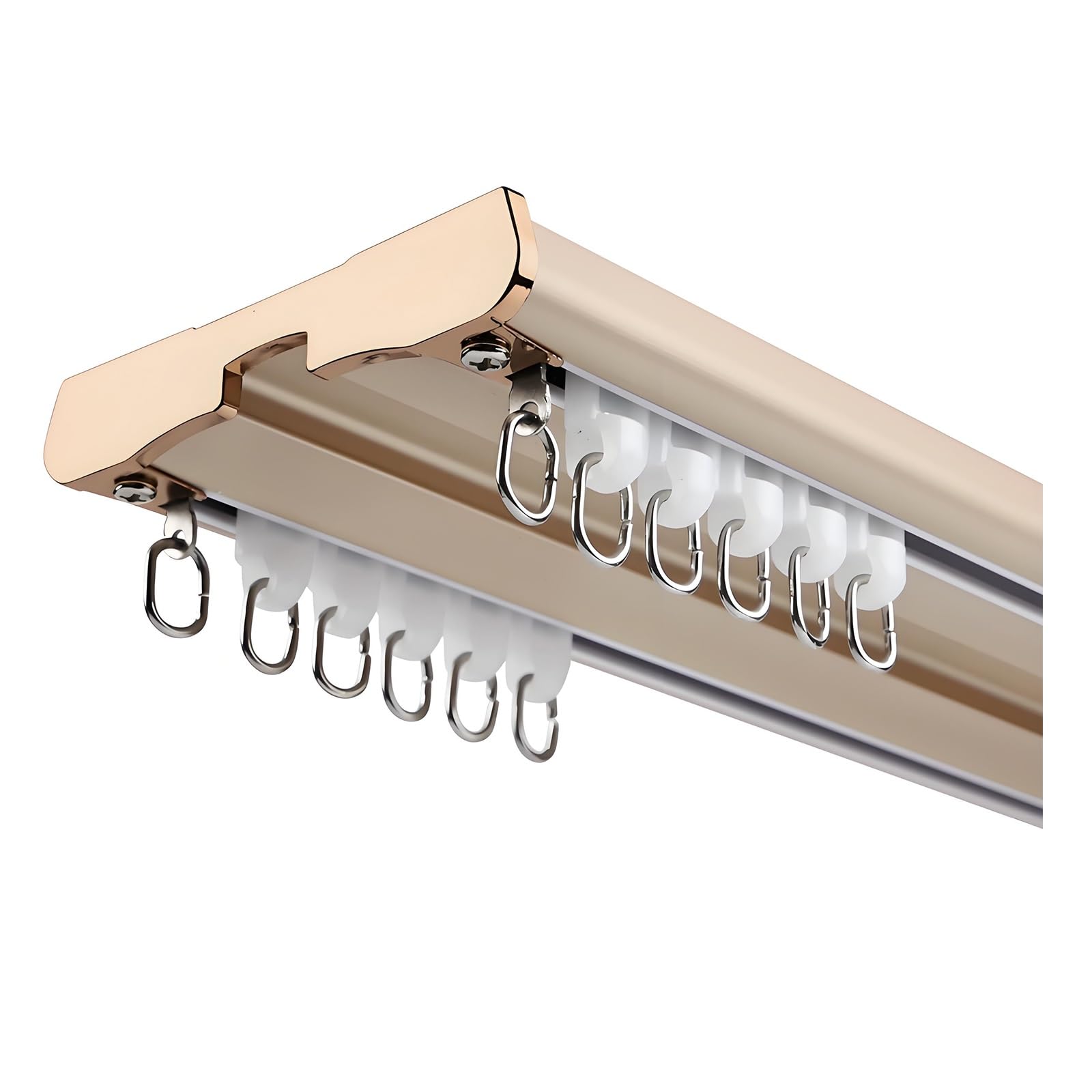 Système de rail de rideau haut de gamme en aluminium double couche finition miroir