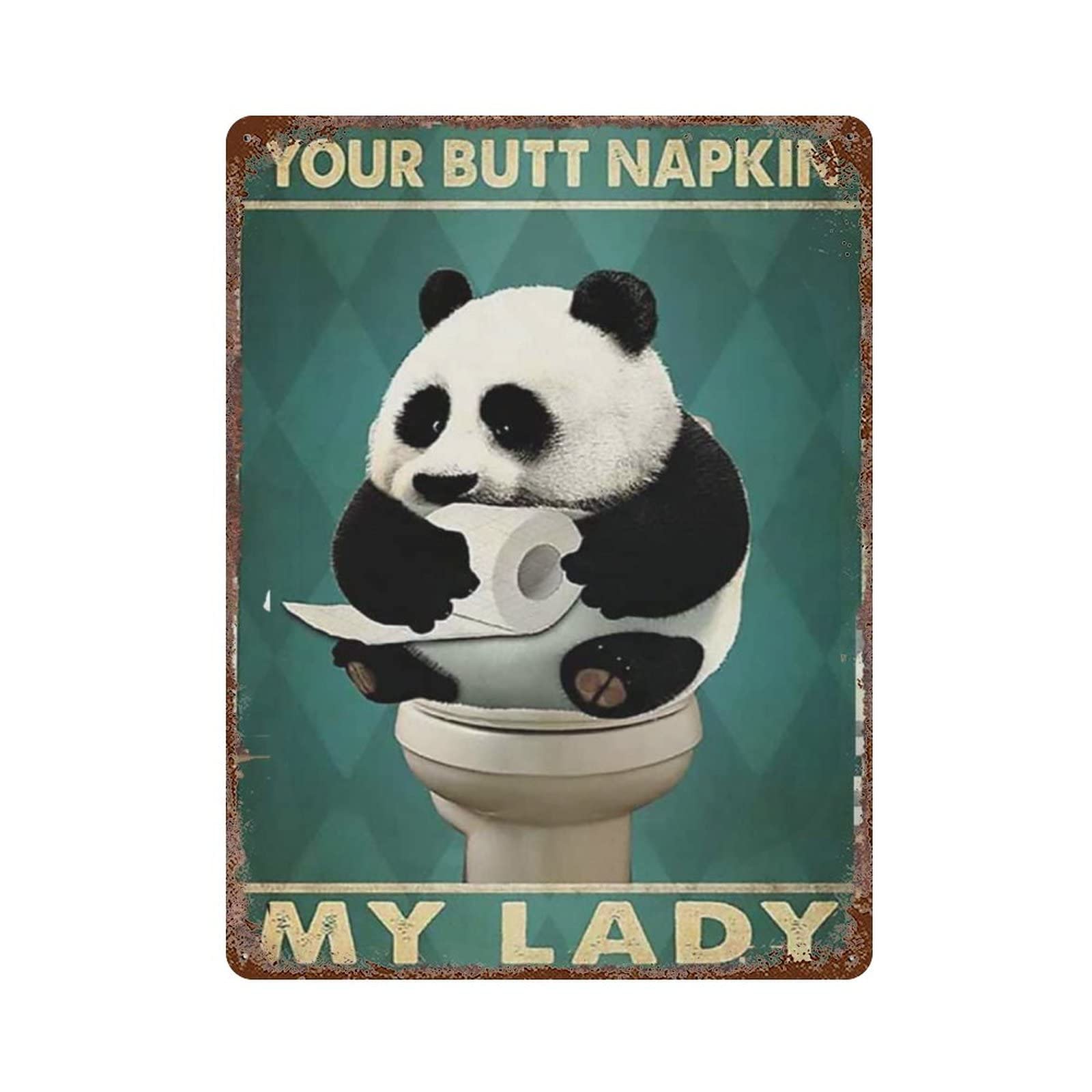 AOOEDM Panda Your Butt Napkins My Lady Vintage Tin Sign Metal Tin Signs for Man Cave Funny Art Wall Plaque Kitchen Bar Pub Coffee Shop Wall Decor