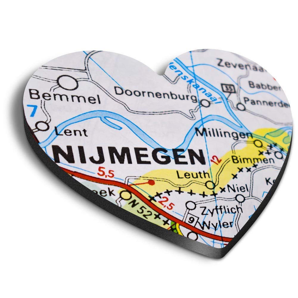 Destination Vinyl Ltd Multicolor 1 X Heart Mdf Magnets - Nijmegen Netherlands Dutch Travel Map 45878