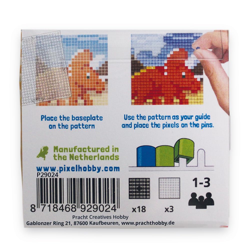 Kit DIY Pixel Dinosaure P29024 - Loisir Créatif Enfants 6 Ans+, 3 Modèles Avec Cubes Et Plaques