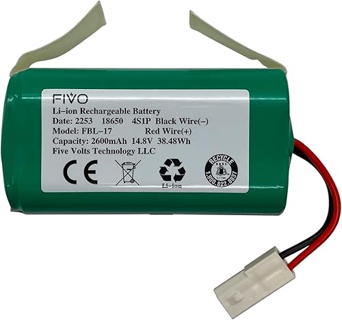 FIVO Batería de repuesto para Bissell EV675, 2503, 2933, 2859, 3115, Bob Sweep WJ540011, WP460011RO aspiradora robótica 2600mAh 14.8V
