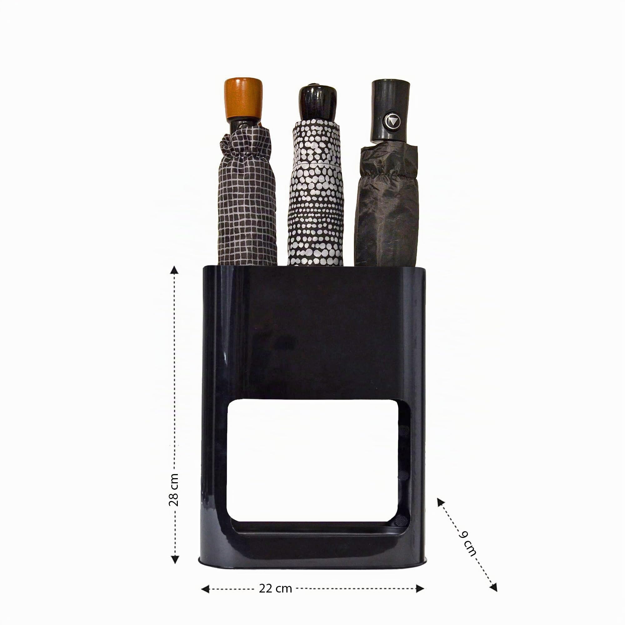 KINSTON - Portaombrelli Nero Design Minimalista - Dimensioni 21 x 28 x 9 cm, Stabile con Vassoio Rimovibile per Asciugatura Rapida - Capacità Fino a 4 Ombrelli, Ideale per Piccoli e Grandi Ombrelli