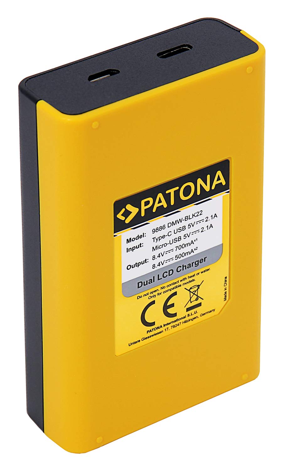 PATONA Chargeur LCD USB-C + 2X Protect Batterie DMW-BLK22 2600mAh – pour Panasonic Lumix S5 II/IIX S5 S9 G9 II GH7 GH6 GH5 – Set Complet avec capteur NTC