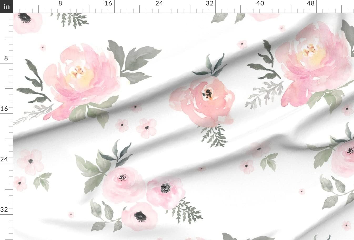 Spoonflower Fabric - Sweet Blush Roses Pink Flowers Floral Nursery Pastels Girl Printed on Minky Fabric by The Yard - Sewing Baby Blankets Quilt Backing Plush
