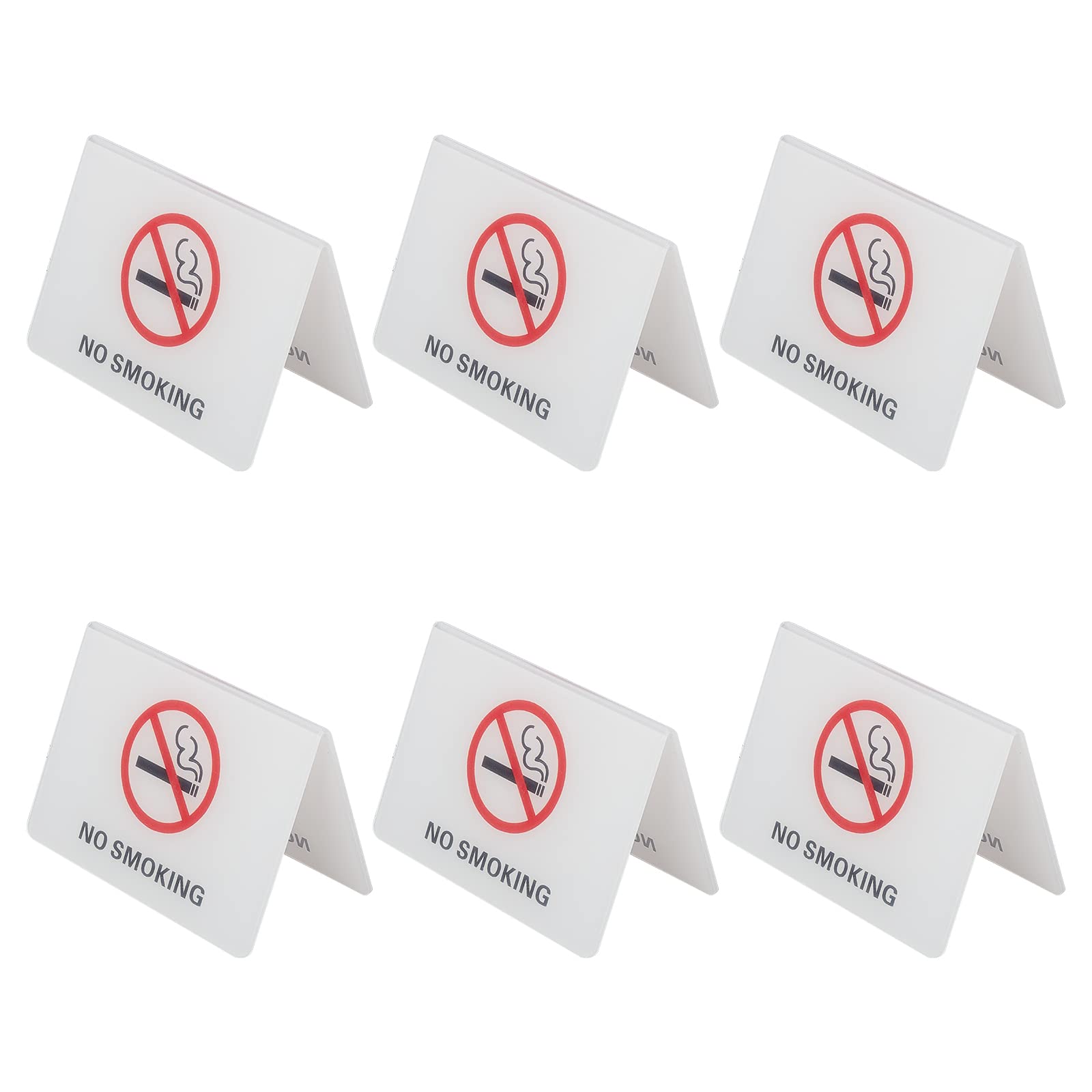 AHANDMAKER 6Pcs Double-Sided Acrylic No Smoking Table Tent Signs, Non-Smoking Desk Logo Indicator, No Smoking Tabletop Sign, Table No Smoking Warning Sign for Resturant Offices Malls Cafes, 4.07x2.76"