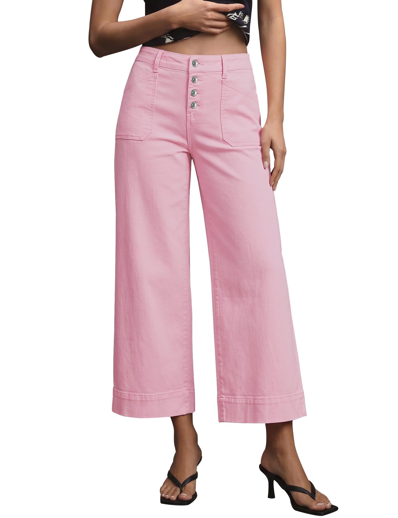 luvamia Wide Leg Cropped Jeans