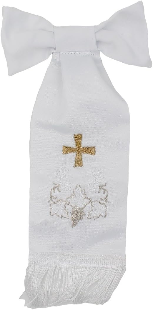 First Holy Communion White Boy Armband with Silver Accents & Gold Tone Cross