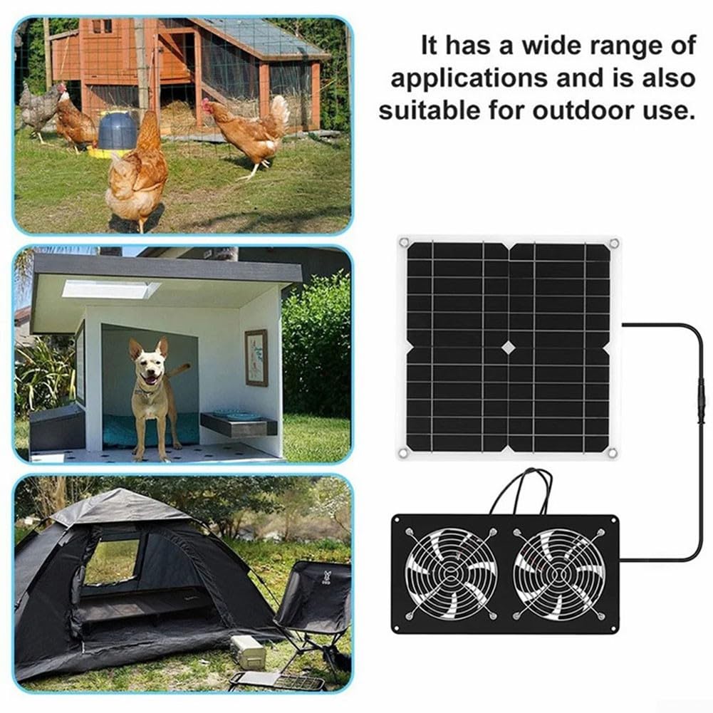 Solar Powered Ventilazione Fan Kit 100W Alta Circolatore D'aria Impermeabile Lega di Alluminio Per Serra Pollo Cane Kennel Nero