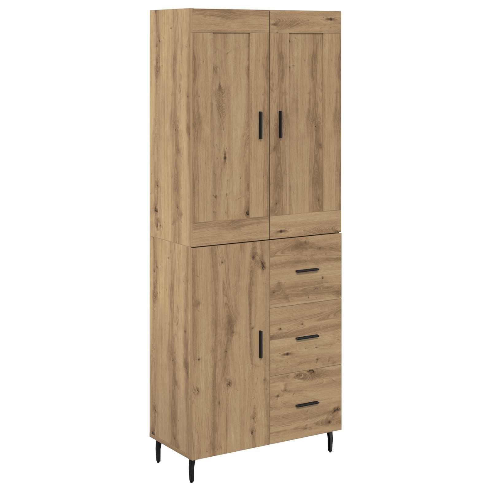 vidaXL Highboard 2 pcs Artisan Oak Engineered Wood and Glass, Stylish Furniture, Rectangular Highboard, Modern Storage Solution, Functional Sideboard, Indoor Fixture, Dining Room Accent