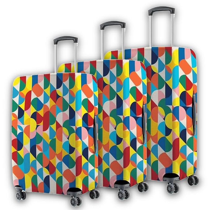 Image of Printed Luggage Cover for Traveling Bag & Suitcase - Stretchable & Scratchproof Trolley Protector with Velcro Lock & Lightweight Washable Material(Suitcase Bag Not Included, Only Cover in Product)