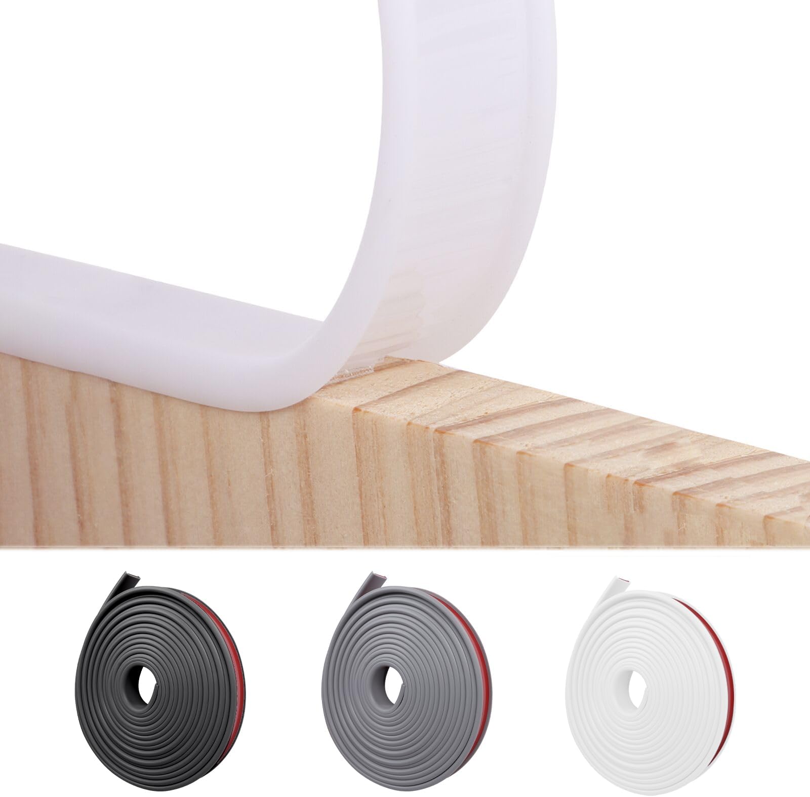NiCoLa U-Shape Flexible Furniture Edge Banding, 5m×16mm White TPE Self Adhesive Veneer Edging Strip Edge, DIY Furniture Edge Trim for Table Cabinets Chairs Shelves Restoration (White, 16mm)