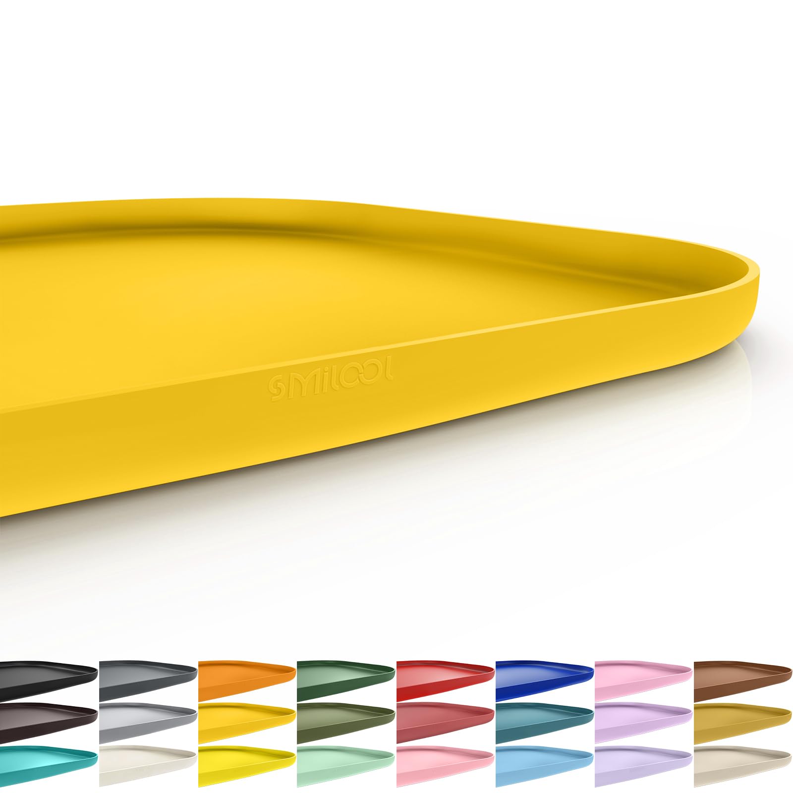 Smilool Silicone Pet Food Mat with Raised Edge for Food and Water Bowl, Dog Feeding Mats, Cat Food Trays for Floor Waterproof, Rubber Tray for Dogs and Cats, 24 x 16 x 0.8 Vivid Yellow — image 1