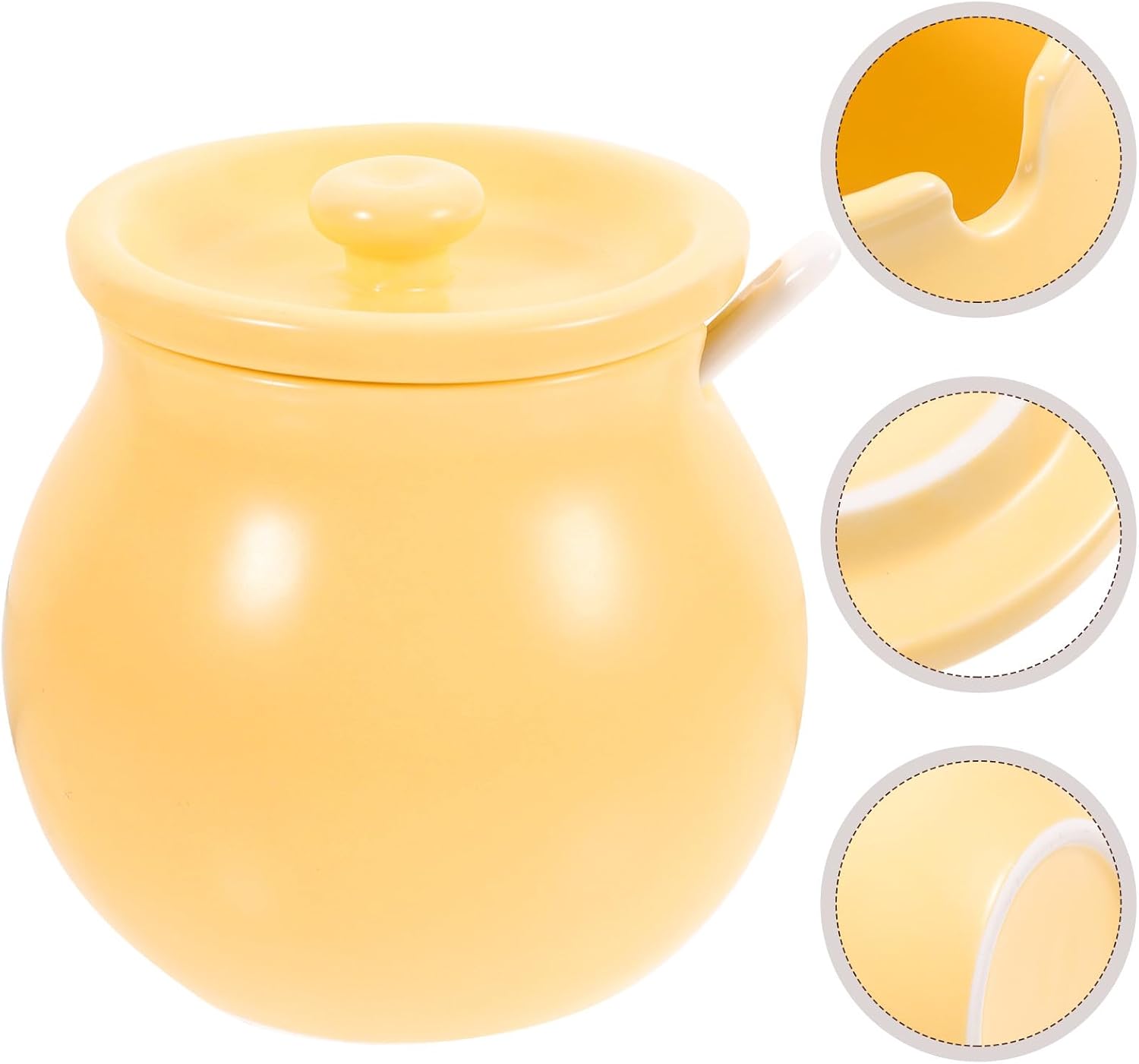 Ceramic Condiment Jar 400ml with Lid and Spoon for Kitchen