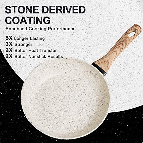 Image of Michelangelo Non Stick Frying Pan with Lid, Frying Pan Induction Base with Bakelite Handle, 26cm Granite Frying Pan with Lid, Nonstick Frying Pan, Induction Frying Pan