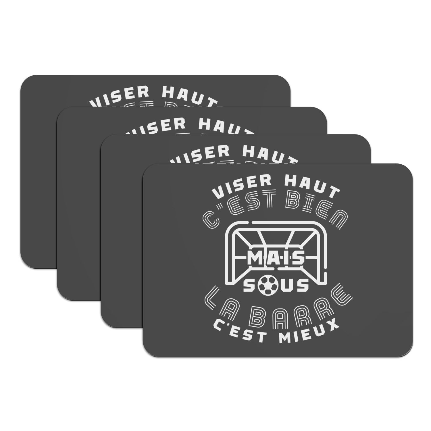 Sets de table en caoutchouc noir 39,5x28,5 cm lot de 4 tapis de repas au motif football