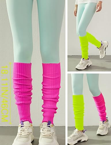 Miniatura 3 de V28 calentadores de piernas acanalados para mujer, estilo años 80, para fiestas deportivas