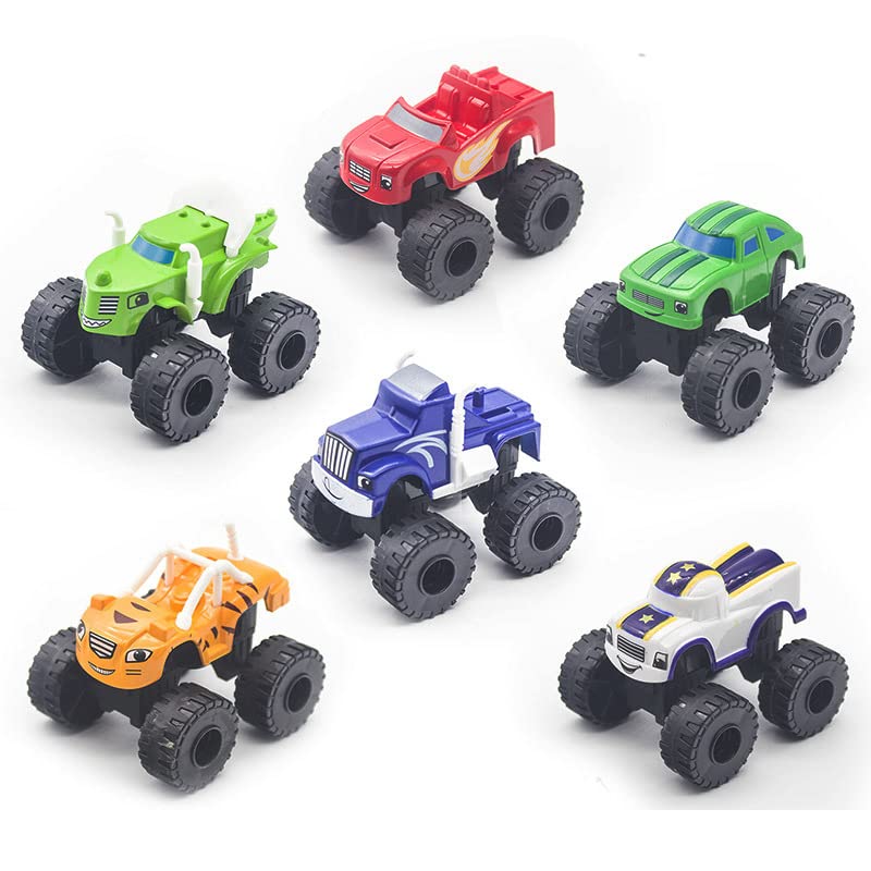 YLMKDE 6 Pack Monster Truck Toys, Friction Powered Push and GoToy Cars,set of die-cast metal push-along vehicles for preschool kids ages 3 years and older,Birthday Party Supplies for Boys
