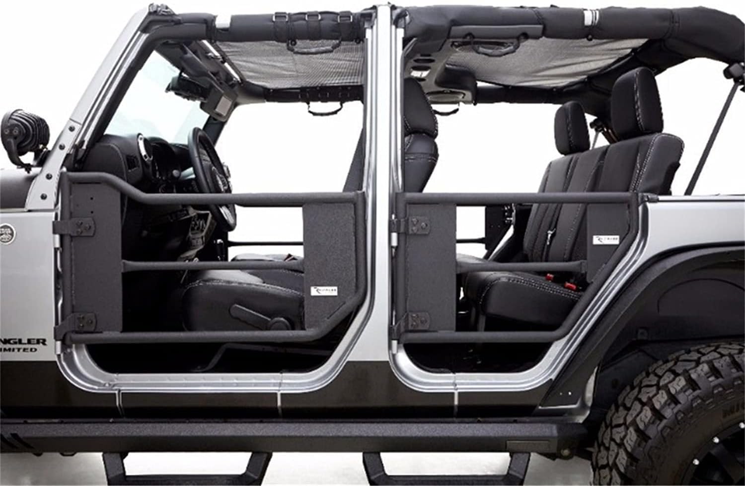 RAMPAGE PRODUCTS Trail Doors for Jeep Wrangler JK | Pair, Removable Mesh Net, Steel, Black | 7695 | Fits 2007-2018 Jeep Wrangler JK 2-Door