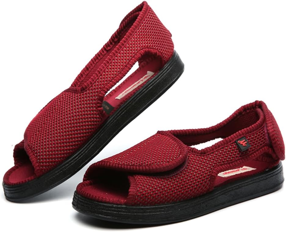 VEACAM Diabetic Walking Sandals Elderly Casual Wide Width Open Toe Walking Sandals Slippers for Swollen Feet Arthritis