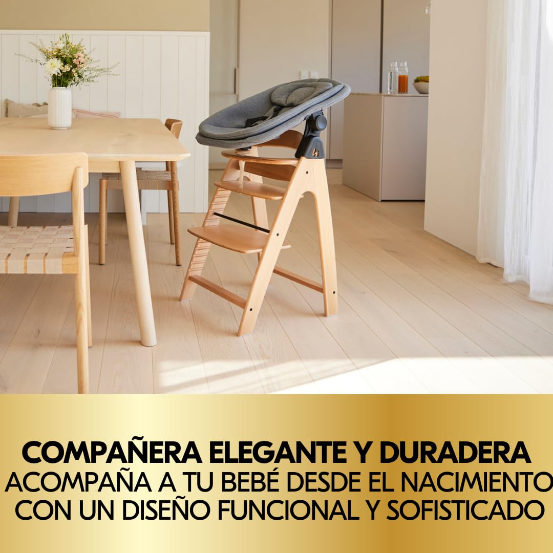 hauck Arketa Newborn Set de Trona de Madera de Haya Europea – Tronas Evolutivas Aptas desde el Nacimiento del Bebé con Accesorios - Hamaca para Recién Nacido y Cojín Incluido - Haya