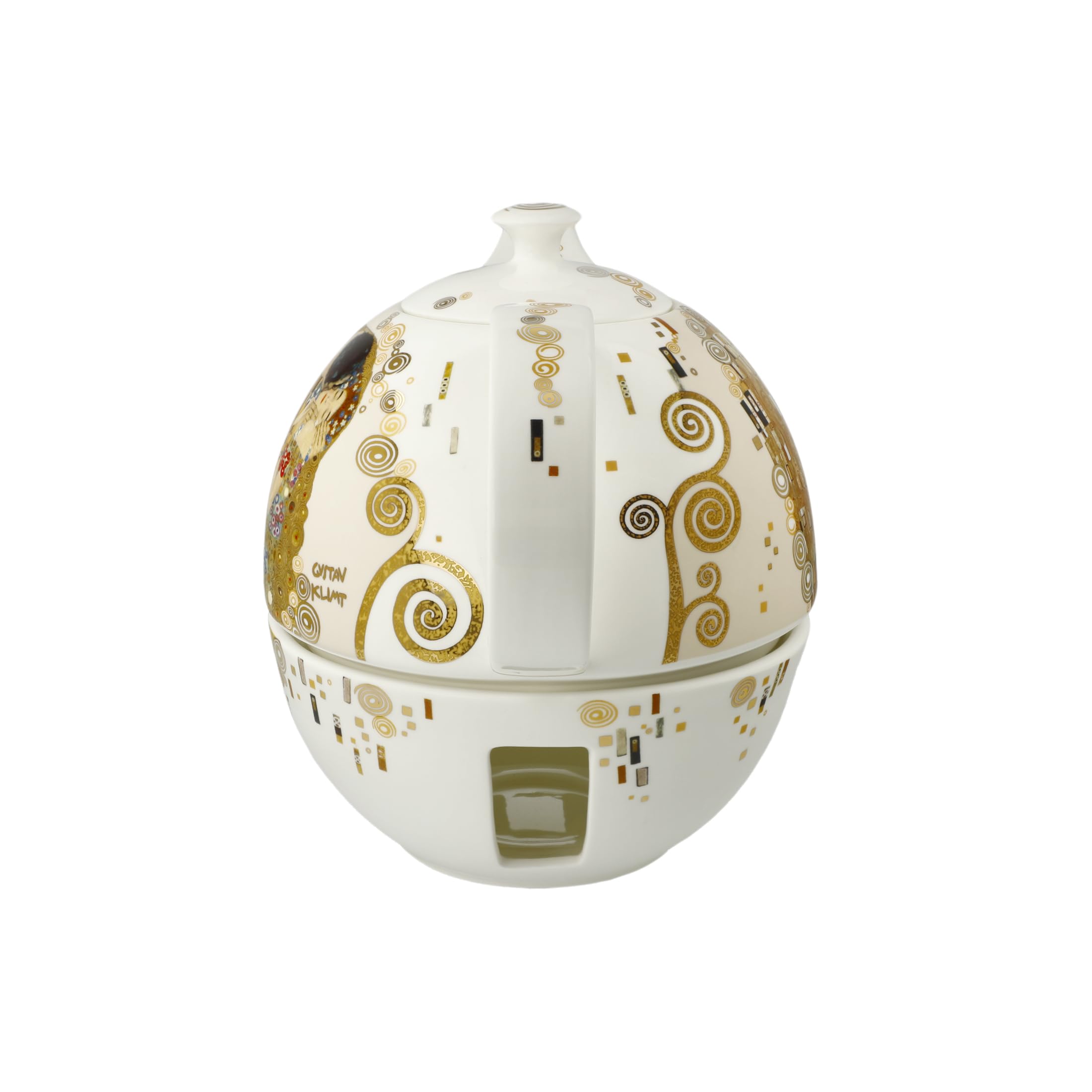 Goebel Teekanne mit Stövchen Artis Orbis von Gustav Klimt aus Porzellan,Größe: 25,x16,5x20 cm, 67-013-61-1
