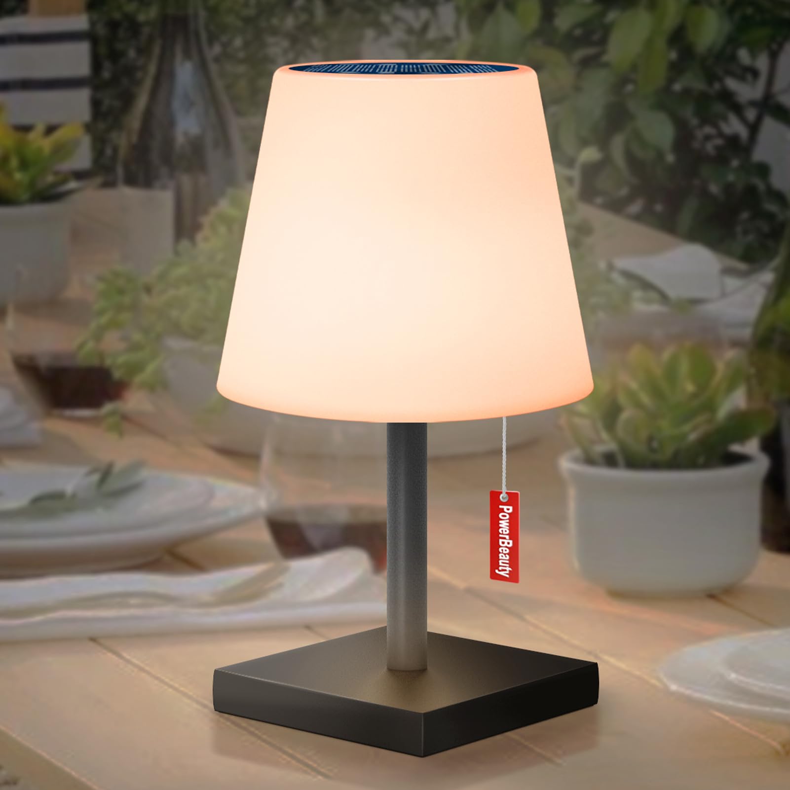 GGNOO LED Solar Tischleuchte Außen Tischlampe Solar Outdoor 2 in 1 Solarladung 8 Farben Outdoor Kabellos Tischleuchte für Tisch Garten Camping