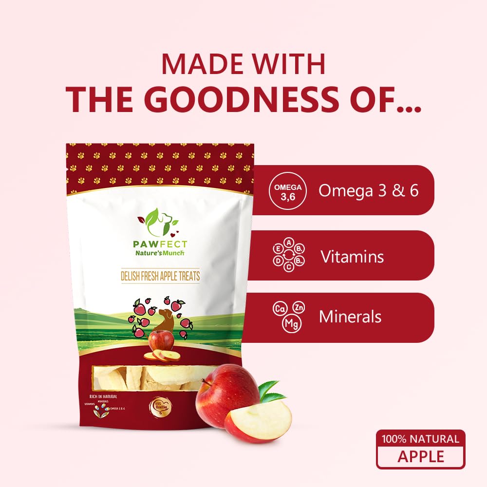 Pawfect Nature's Munch Freeze-Dried Apple Treats for Dogs, Vegan Treats, Immunity & Eyesight Booster, 100% Natural - Image 4