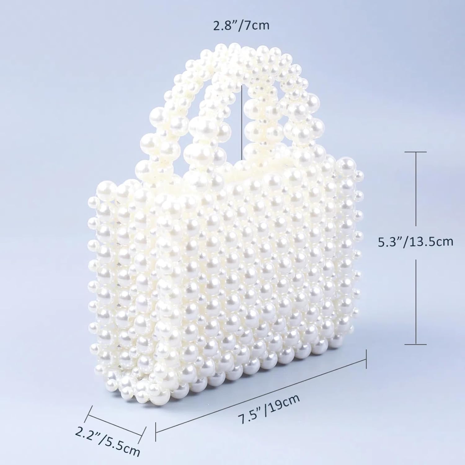 Pearl Bag, Acrylic Beaded Handmade Women’s Bag, Pearl Clutch Purse Handheld Small Square Handbag for Women Party - Image 7