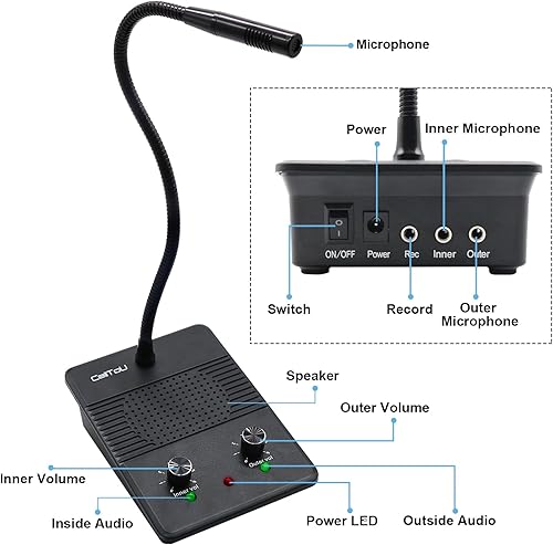 Miniatura 6 de CallToU Sistema de Intercomunicador con Altavoz de Ventana, Micrófono de Intercomunicación de Dos Vías Antiinterferencia para Hablar a Través