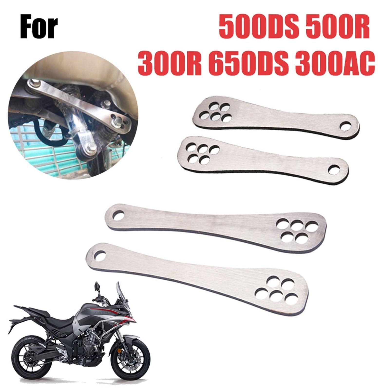 Liens de Suspension arrière réglables for Moto, for Loncin, for VOGE, 500DS 500R 300R 650DS 500AC 500, for DS, 500 R Kit de Liaison d'abaissement(Size:Lowering Links)