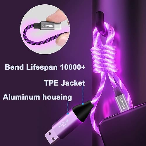 Miniatura 10 de Oliomp Cable de carga para iPhone, certificado MFi, cable de carga de 6 pies con luz LED visible compatible con iPhone 141312 PlusXSXRX 8 Plus  87