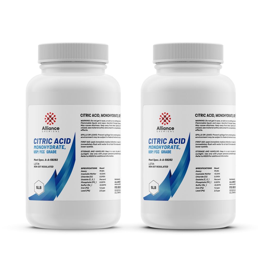 Citric Acid Monohydrate - 10 lbs. (2 Pack) - USP Food Grade | pH Regulator, Preservative, Flavor Enhancer