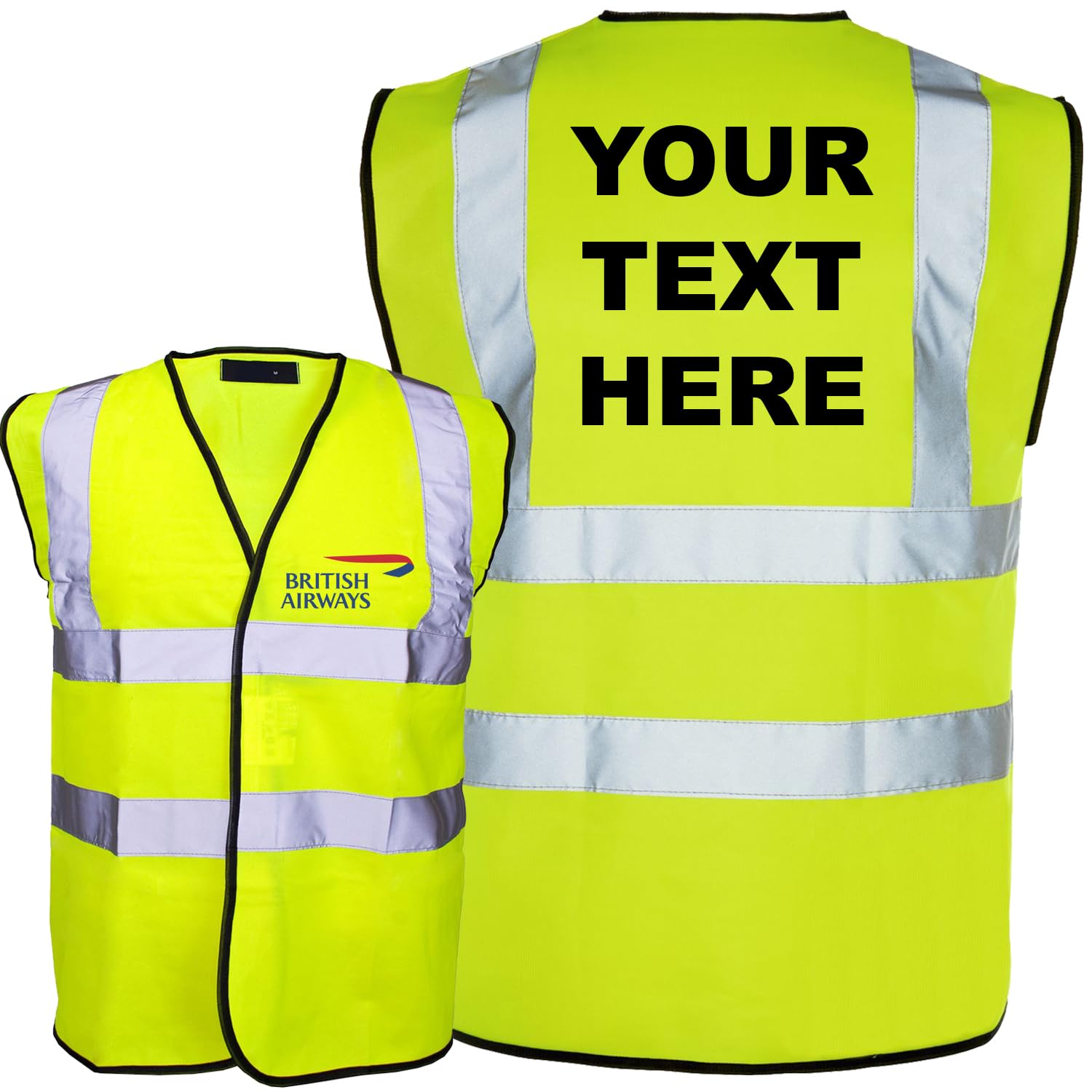 Expert Workwear Personalised Printed Hi Vis Vest High Visibility Long Sleeve Zip Waistcoat Reflective Safety Security Jacket